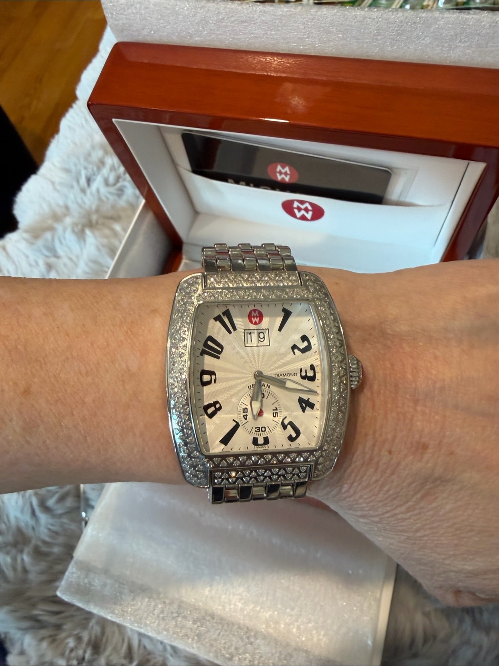 Michele XL Urban Stainless Steel Diamond Watch - Picture 4 of 10